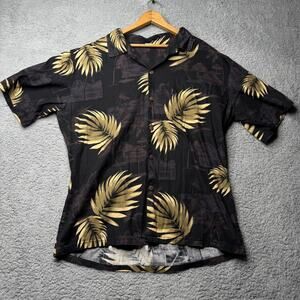 Vintage Hawaiian Shirt Men's XL Black Aloha Short Sleeve Button Up